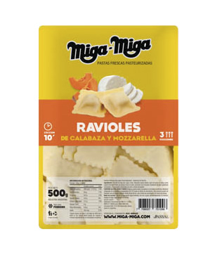 Miga Miga - Ravioles de Calabaza y Mozzarella