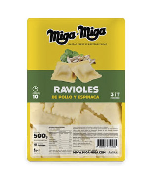 Miga Miga - Ravioles de Pollo y Espinaca