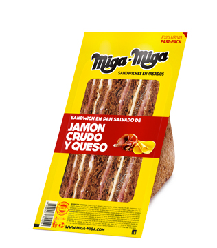 Miga Miga - Triple Jamón Crudo y Queso en Pan Negro